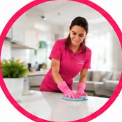 Pro Shine team member wiping a kitchen counter